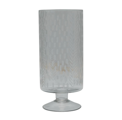 Glass Footed Vase/Hurricane with Etched Pattern, HOM , , Creative Co-Op @feelathom