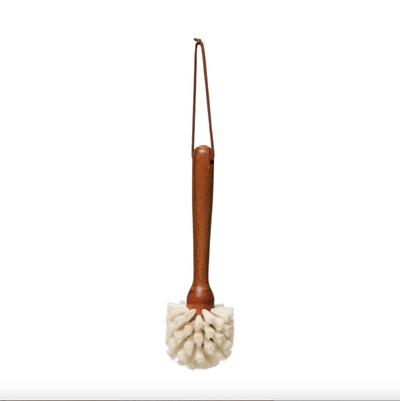 Beech Wood Dish Brush with Leather Tie, FEEL AT HOM , , Creative Co-Op @feelathom