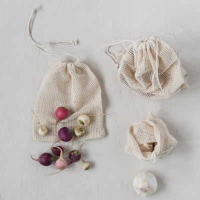 Cotton Mesh Drawstring Food Bag, HOM , , Creative Co-Op @feelathom