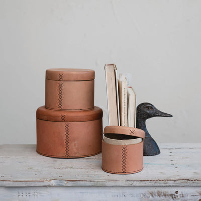 Stitched Leather Nesting Boxes, FEEL AT HOM , , Creative Co-Op @feelathom
