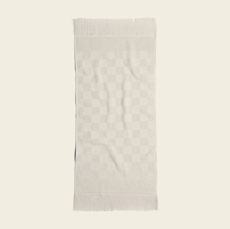 Cream Checkered Hand Towel, FEEL AT HOM , , Happy Place Brand @feelathom