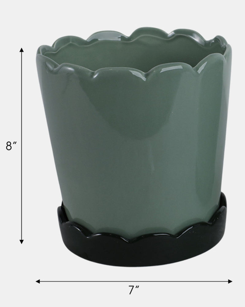 Scalloped Green Planter