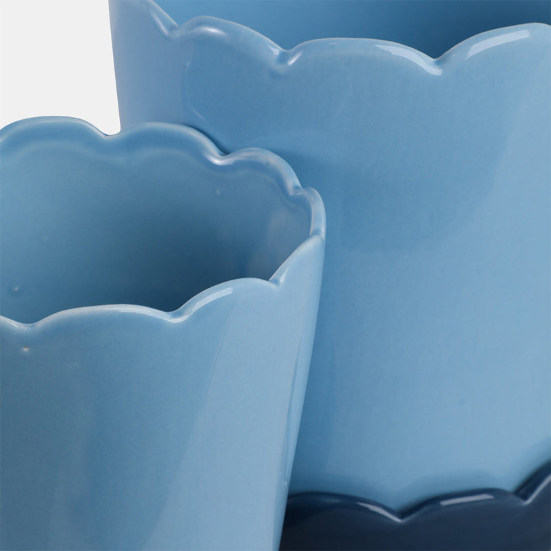 Scalloped Blue Planter