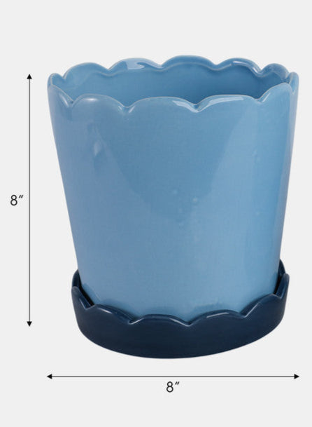 Scalloped Blue Planter