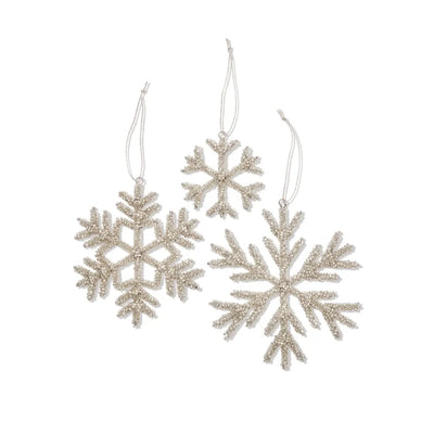 Set of 3 Beaded Snowflake Ornaments, FEEL AT HOM , , Citrine @feelathom