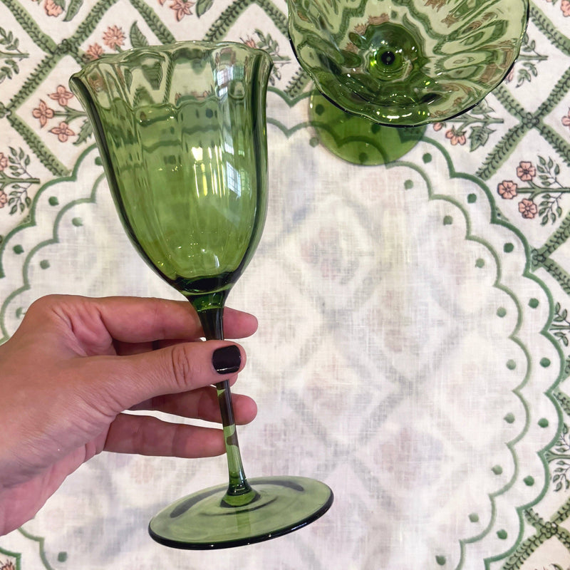 Lily Green Wine Glass