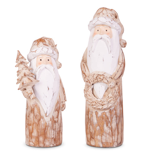 10" Natural Carved Santas