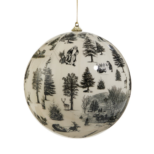 6" Vintage Toile Ornament