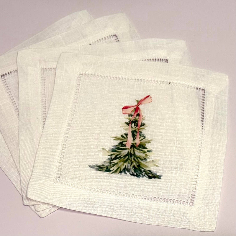 Christmas Tree Bow Cocktail Napkins 