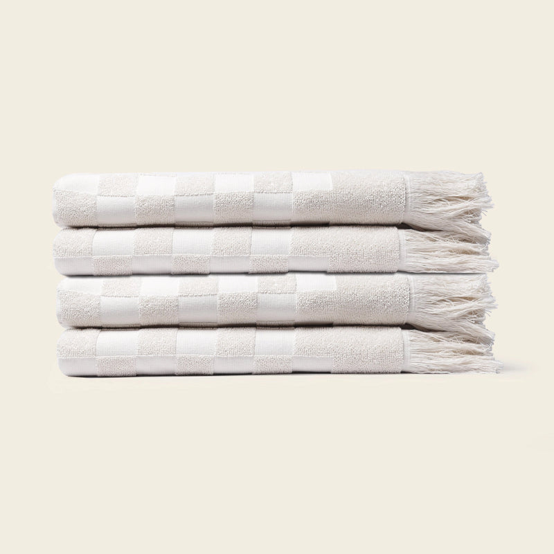 Cream Checkered Bath Towel, FEEL AT HOM , , Happy Place Brand @feelathom
