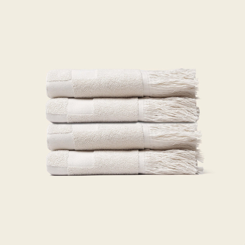 Cream Checkered Hand Towel, FEEL AT HOM , , Happy Place Brand @feelathom