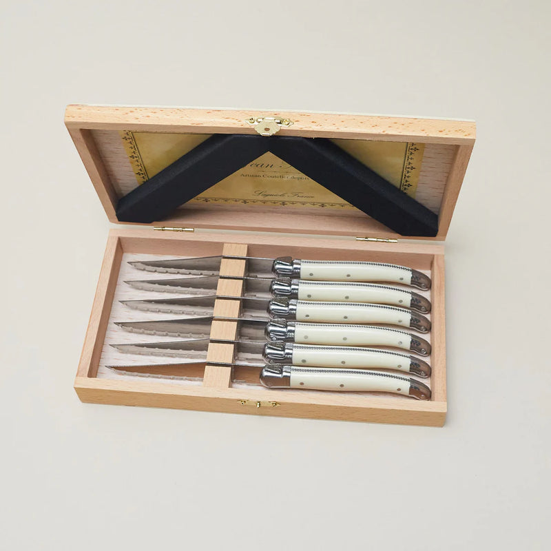 Laguiole 6 Piece Steak Knife Set, Platine Ivory