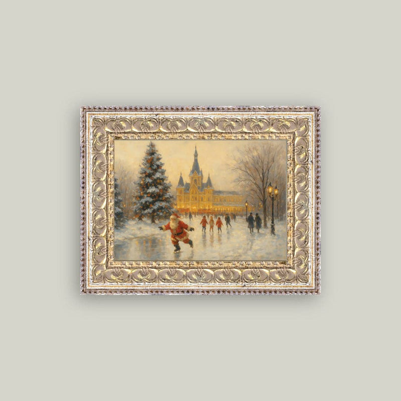 Skating Santa Art 7x5