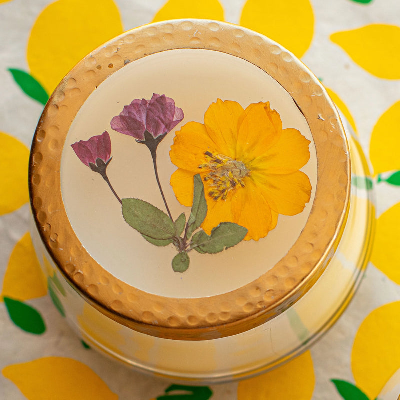 Lemon Blossom & Lychee Pressed Floral Candle, FEEL AT HOM , , Rosy Rings @feelathom