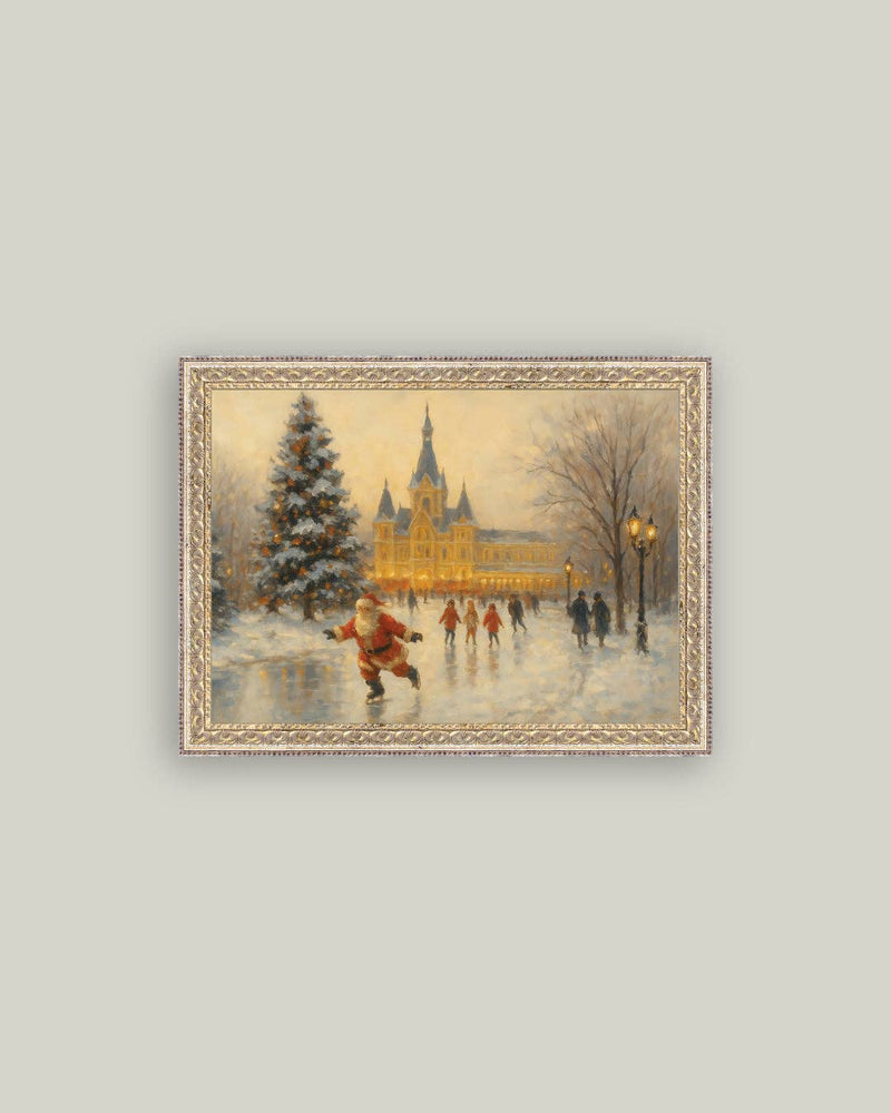Skating Santa Art 7x5