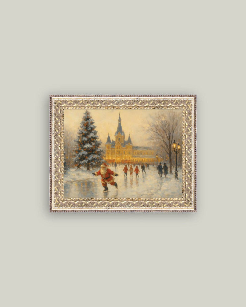 Skating Santa Art 7x5