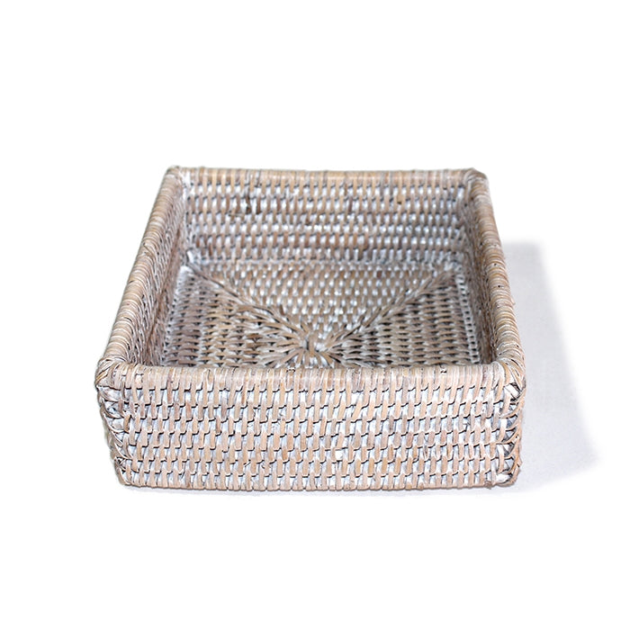 Square Cocktail Napkin Box White Wash, FEEL AT HOM , , Matahari @feelathom