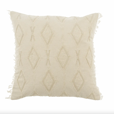 20x20 Jacquard Fringe Pillow Cream, FEEL AT HOM , , Indaba @feelathom