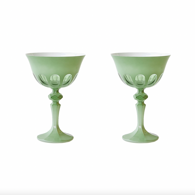 Set of 2 Rialto Glass Coupe Pale Sage