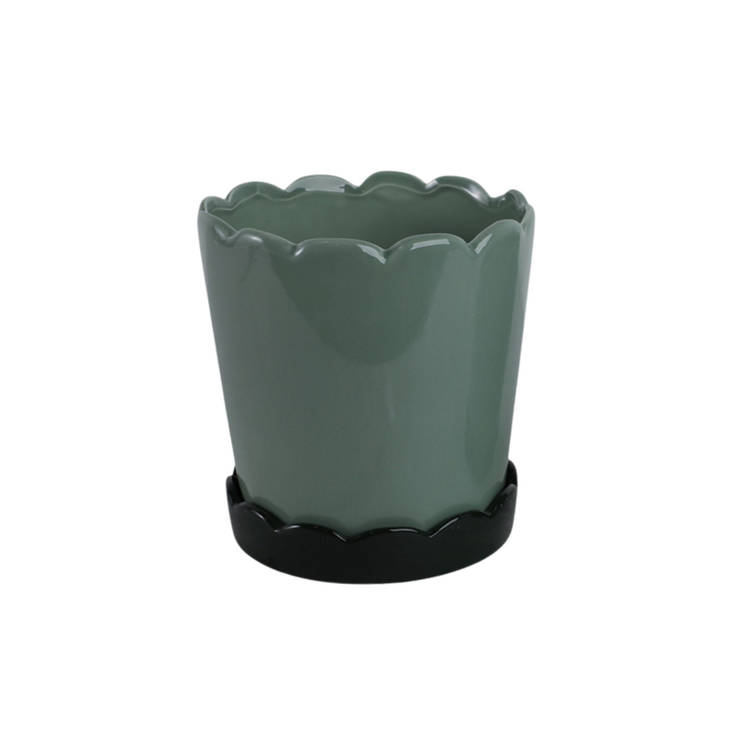 Scalloped Green Planter