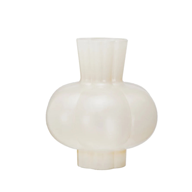 Opaque Glass Pleated Vase