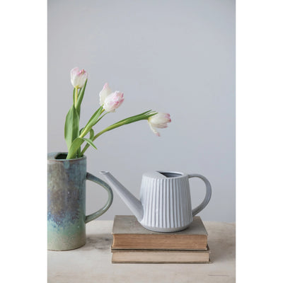 Fluted Ceramic Watering Can, FEEL AT HOM , , Creative Co-Op @feelathom