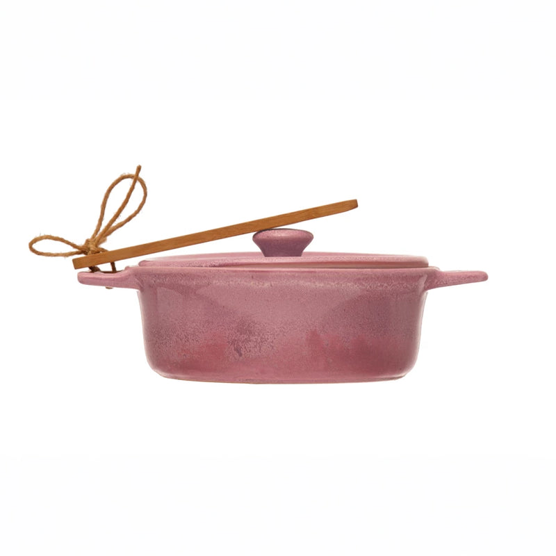 Stoneware Brie Baker with Bamboo Spreader, FEEL AT HOM , , Creative Co-Op @feelathom