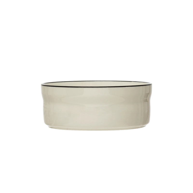 Stoneware Pet Bowl with Black Rim, FEEL AT HOM , , Creative Co-Op @feelathom