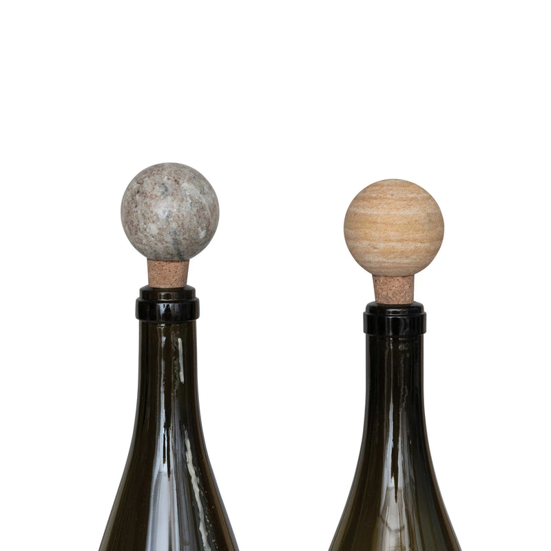 Marble & Cork Bottle Stopper, 2 Colors, FEEL AT HOM , , Creative Co-Op @feelathom