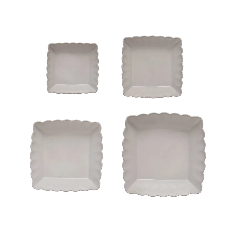 Set of 4 Stoneware Serving Dishes w/ Scalloped Edge, FEEL AT HOM , , Creative Co-Op @feelathom