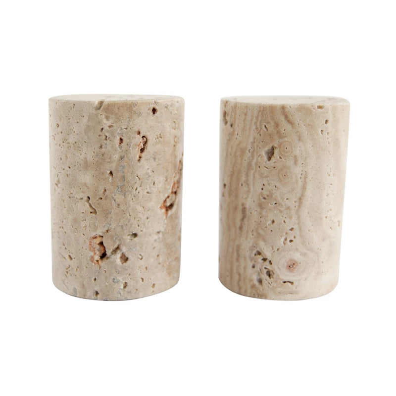 Travertine Salt & Pepper Shakers, FEEL AT HOM , , Creative Co-Op @feelathom