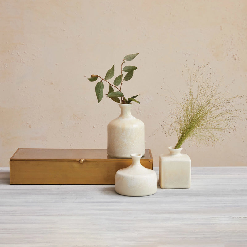 Set of 3 Matte Cream Vases, FEEL AT HOM , , Creative Co-Op @feelathom