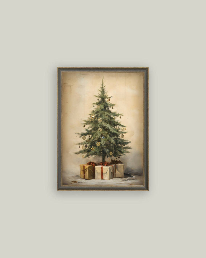 Christmas Tree with Presents Art 7x9