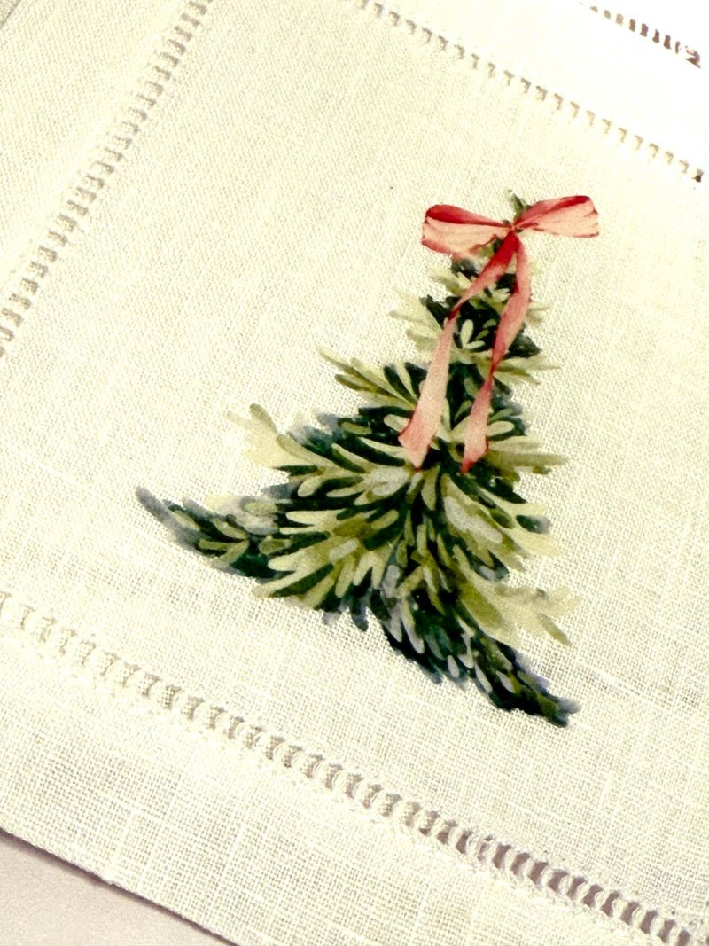 Christmas Tree Bow Cocktail Napkins 