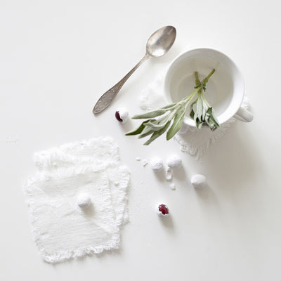 White Linen Coasters Set, FEEL AT HOM , , Linen Tales @feelathom