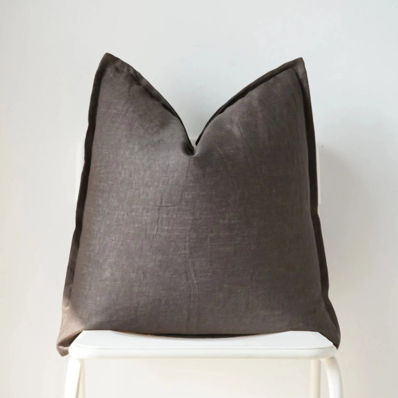 24" x 24" Charcoal Linen Pillow, FEEL AT HOM , , Tshaj @feelathom