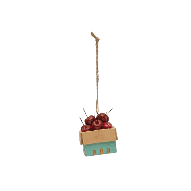 Cherries in Fruit Box Ornament, FEEL AT HOM , , Creative Co-Op @feelathom
