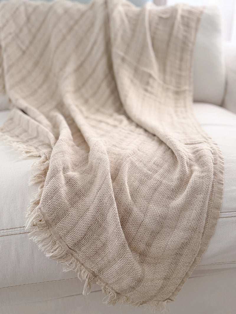 Venice Beach Stripe Fringe Throw