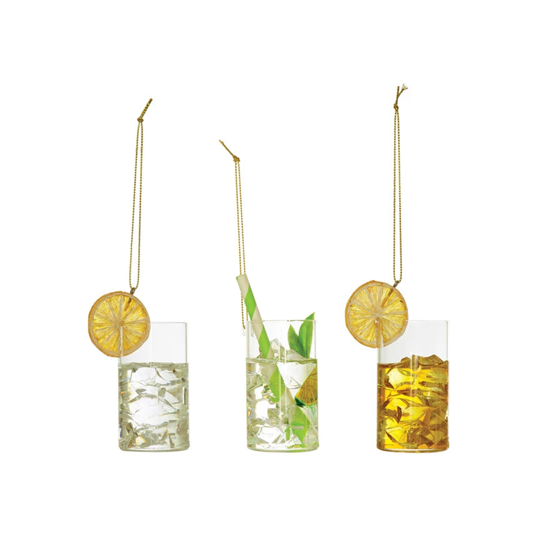Glass Highball Cocktail Ornament, FEEL AT HOM , Seasonal & Holiday Decorations, Creative Co-Op @feelathom