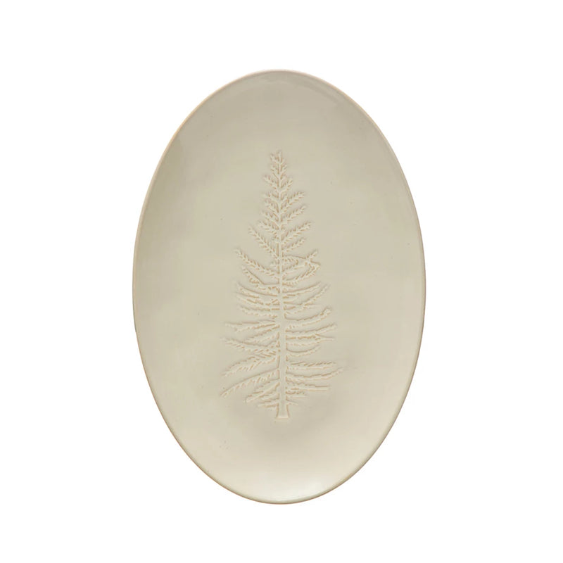 Stoneware Platter w/ Tree Design, FEEL AT HOM , , Creative Co-Op @feelathom