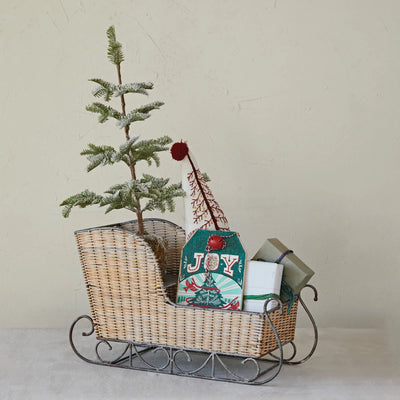 Metal & Bamboo Sleigh, FEEL AT HOM , Seasonal & Holiday Decorations, Creative Co-Op @feelathom
