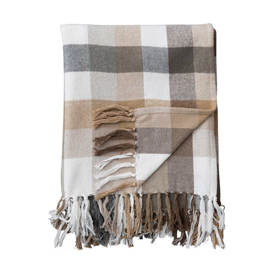 Brushed Cotton Flannel Throw, FEEL AT HOM , Seasonal & Holiday Decorations, Creative Co-Op @feelathom