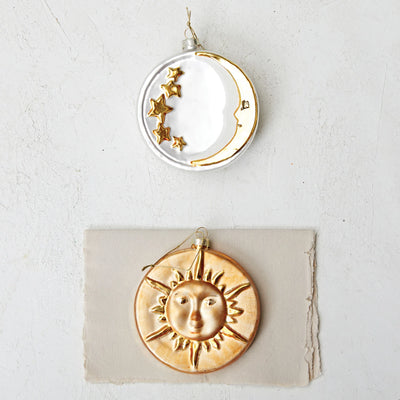 Glass Ornament w/ Sun/Moon, FEEL AT HOM , Seasonal & Holiday Decorations, Creative Co-Op @feelathom