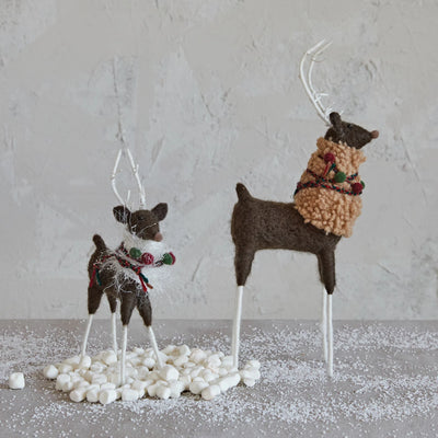 Wool, Fabric & Wire Reindeer, FEEL AT HOM , Seasonal & Holiday Decorations, Creative Co-Op @feelathom