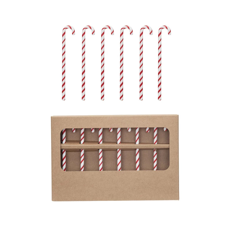 Glass Candy Cane Stir Sticks Set