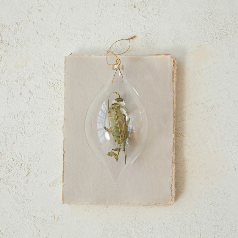 Glass Finial Ornament with Dried Botanicals