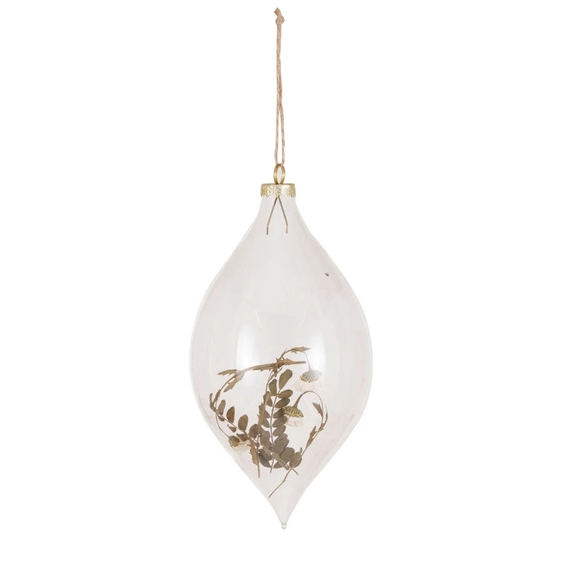 Glass Finial Ornament with Dried Botanicals