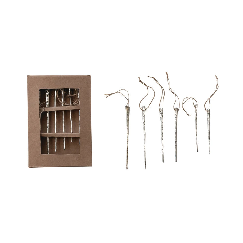 Mercury Glass Icicle Ornaments Set