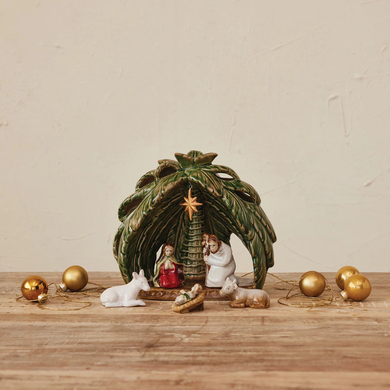 Stoneware Vintage Reproduction Nativity Set