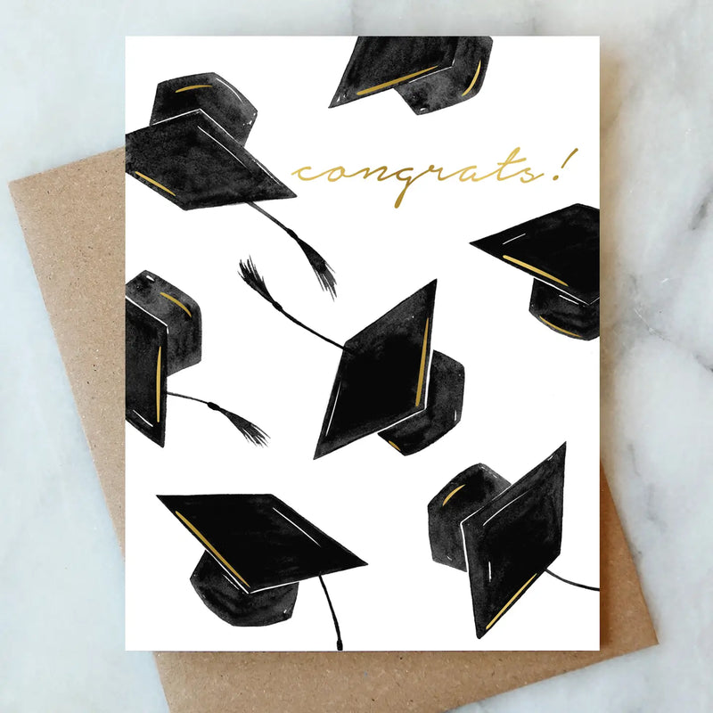 Grad Hats Congrats Card, FEEL AT HOM , , Abigail Jayne Design @feelathom
